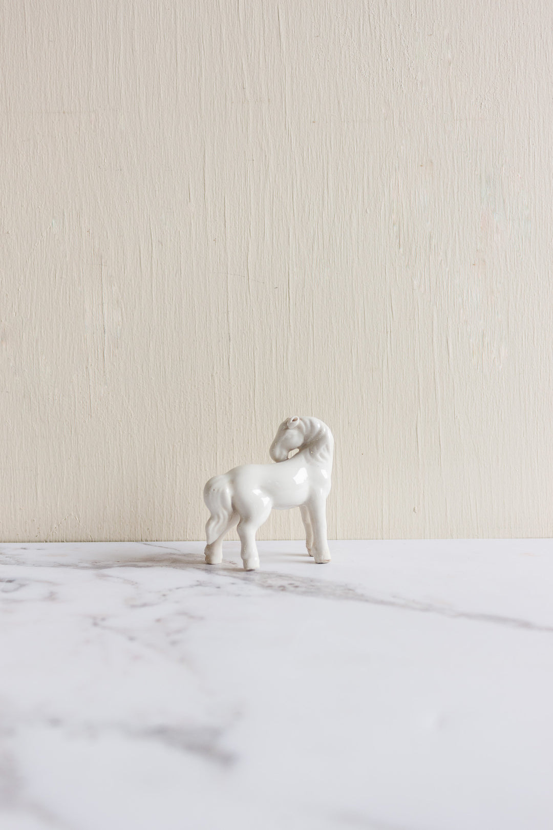 vintage french white porcelain horse