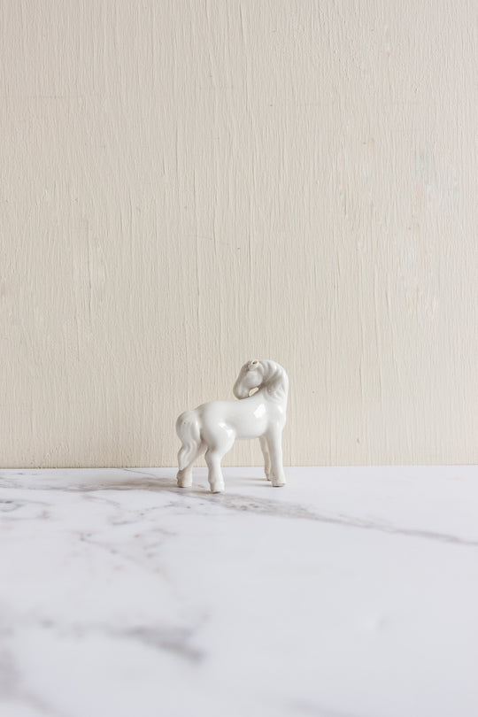 vintage french white porcelain horse