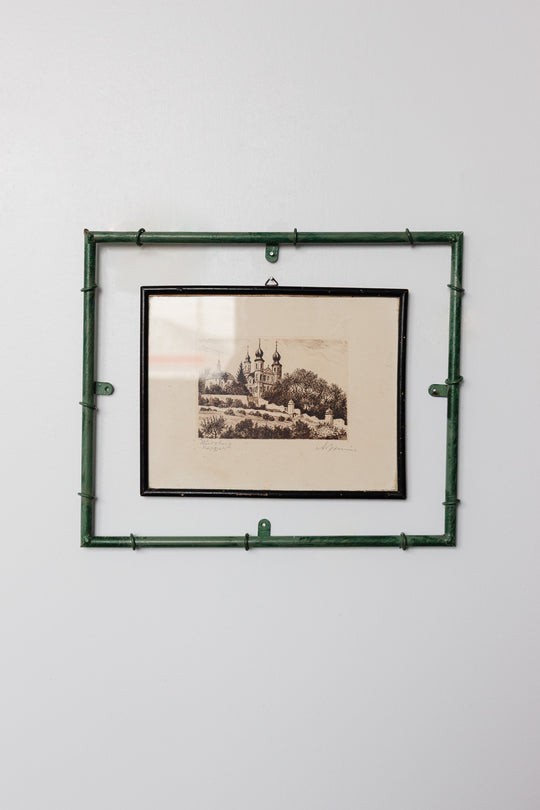 vintage french metal green painted photo frames