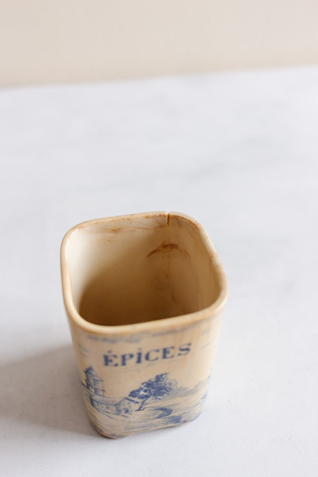 rare 19th century French Onnaing ironstone canisters, “Delft” pattern