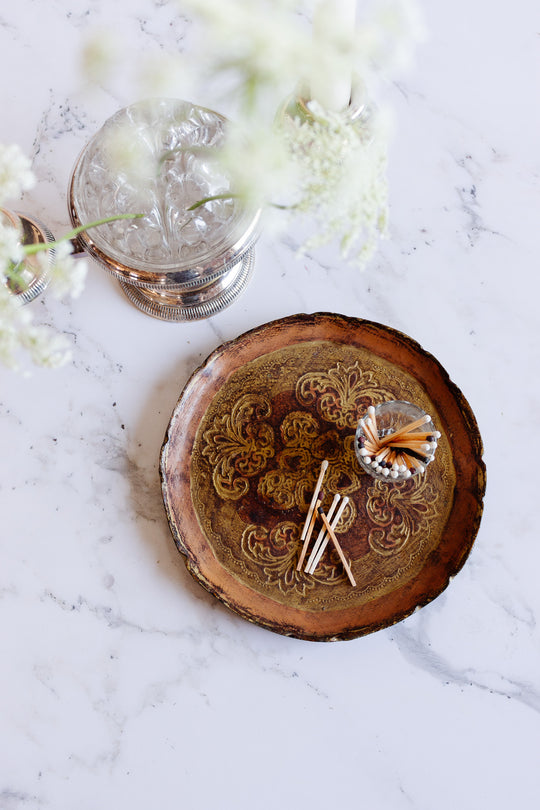 vintage italian florentine serving tray