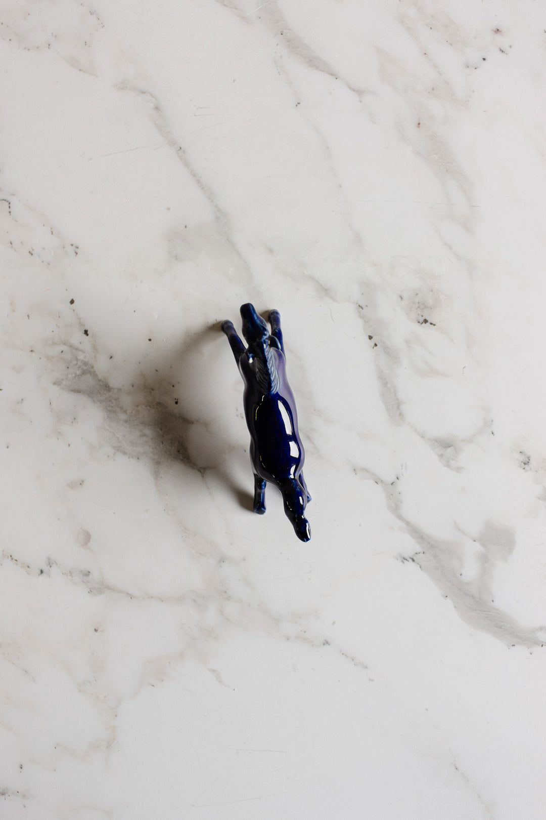 vintage french cobalt blue porcelain horses, set of 2