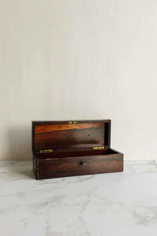 antique french wood and mother of pearl inlay "coffret à gants"