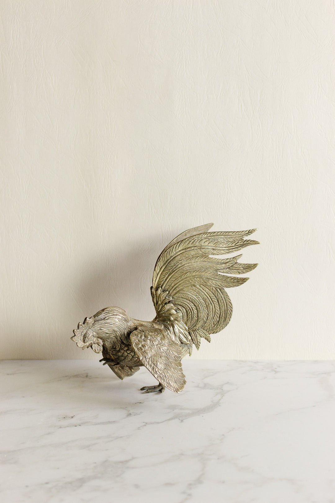 antique french metal fighting rooster pair