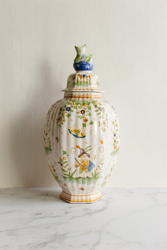 vintage french large moustiers lidded pharmacy urn