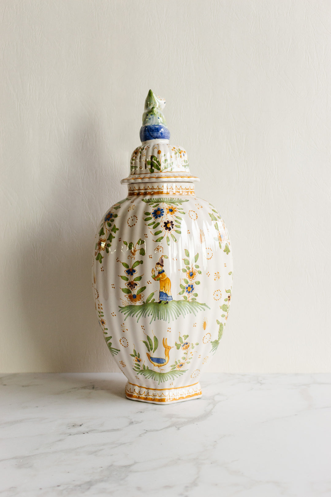 vintage french large moustiers lidded pharmacy urn