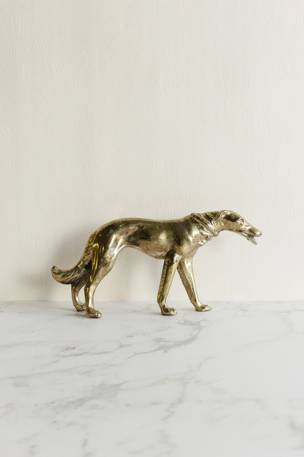 antique french borzoi brass dog