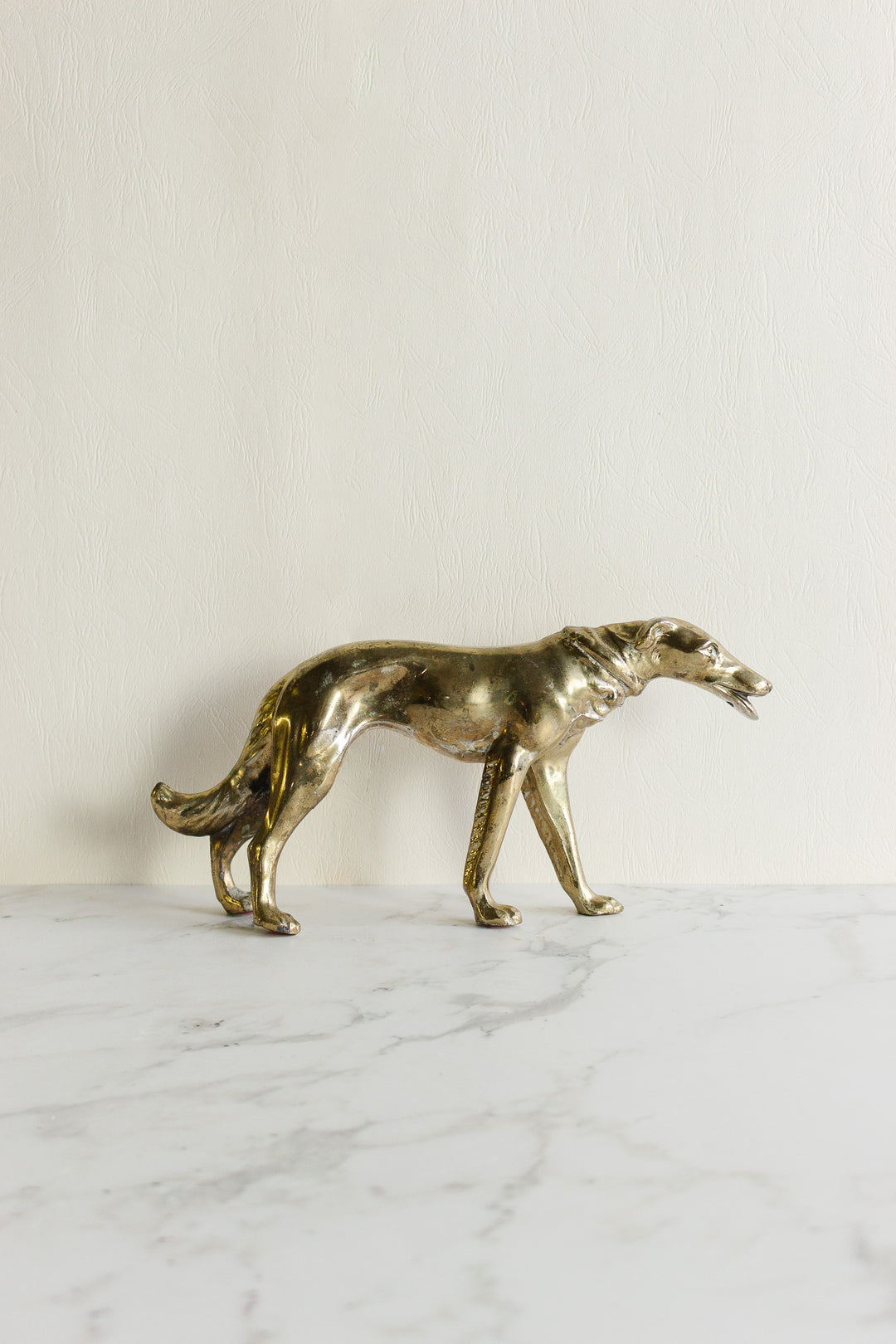 antique french borzoi brass dog
