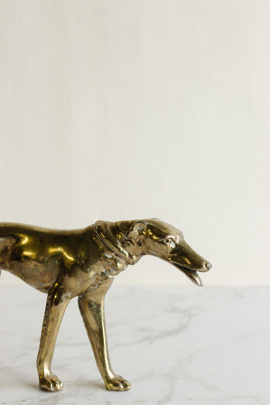 antique french borzoi brass dog