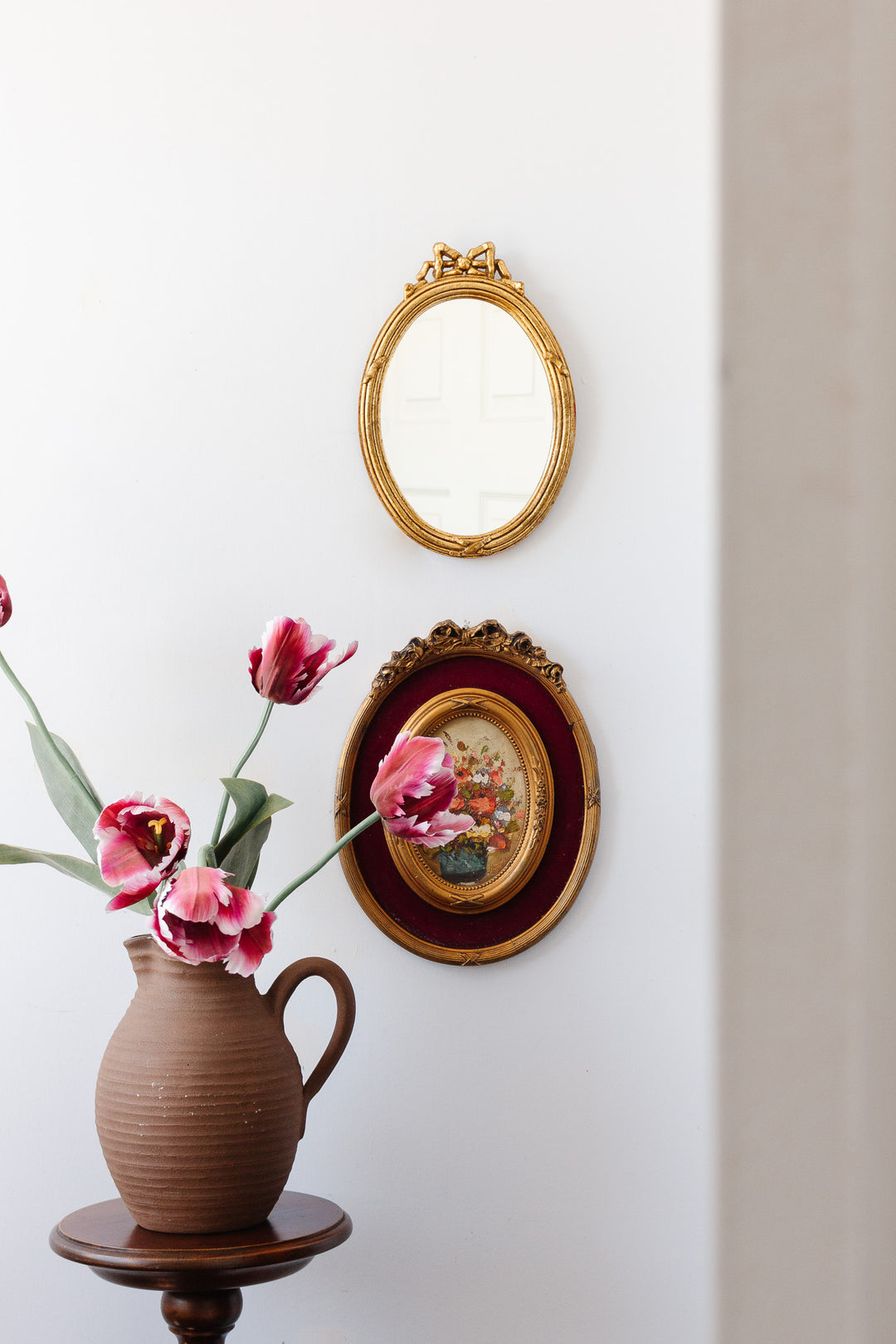 vintage French Louis XVI style oval mirror