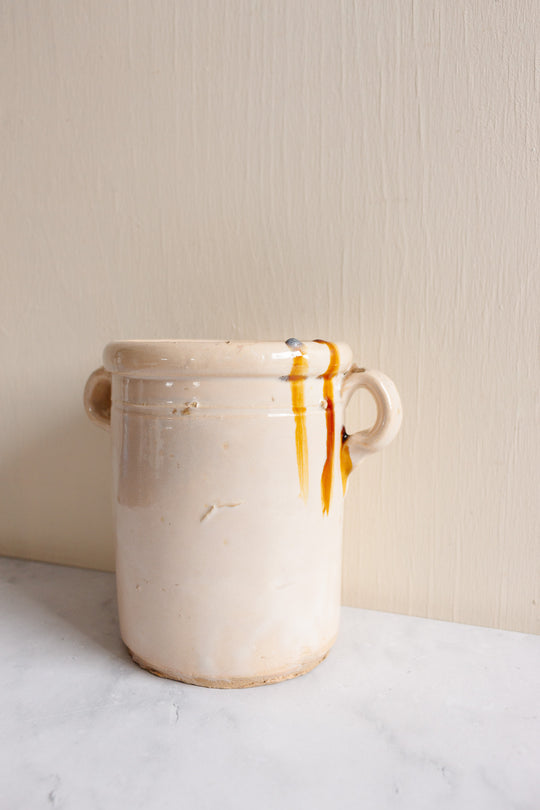 antique French studio pottery confit pot