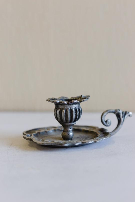 vintage italian miniature pewter chamberstick