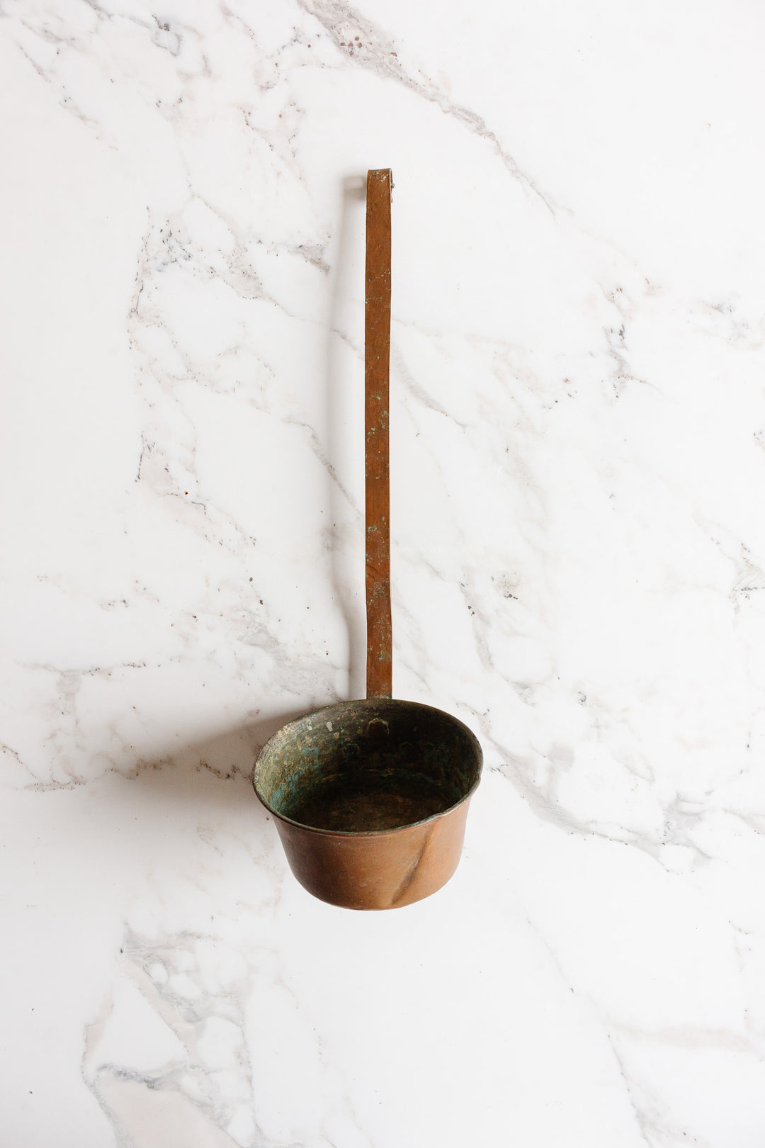 extra large turn of the century french hand forged copper ladle