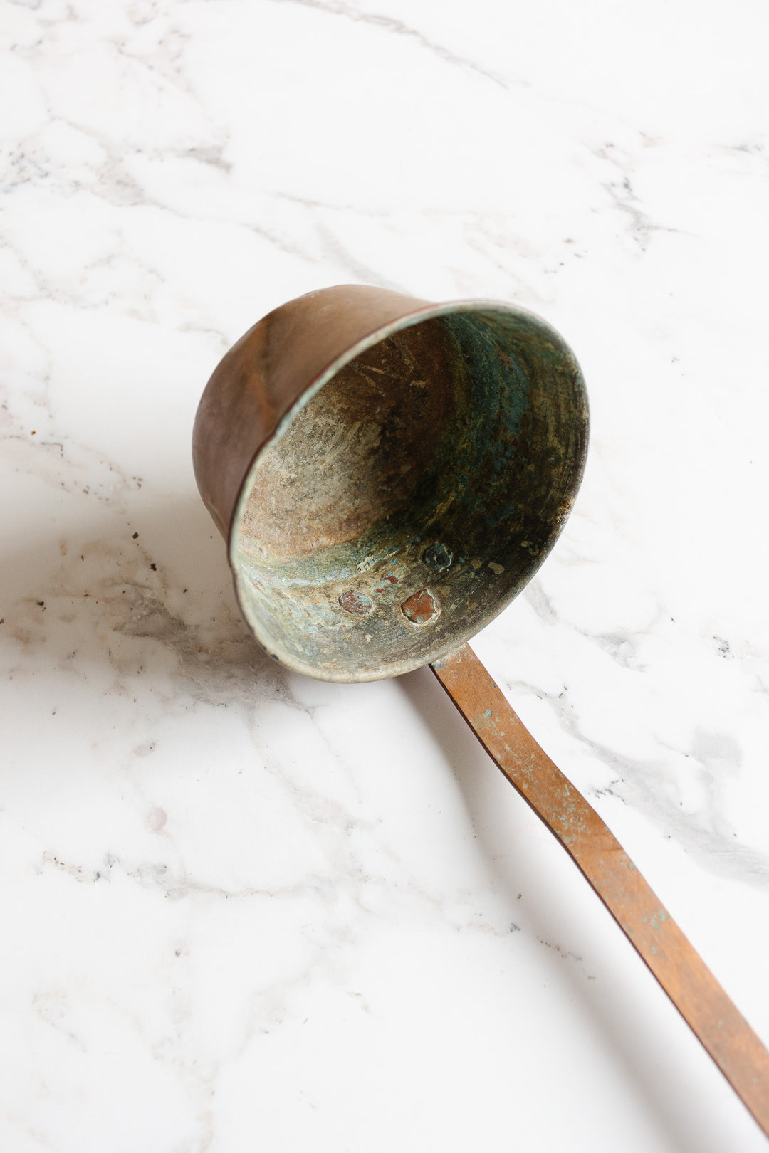 extra large turn of the century french hand forged copper ladle