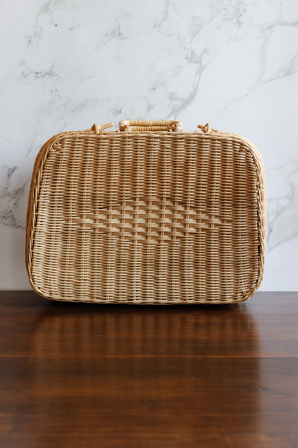 1970s french wicker picnic trunk