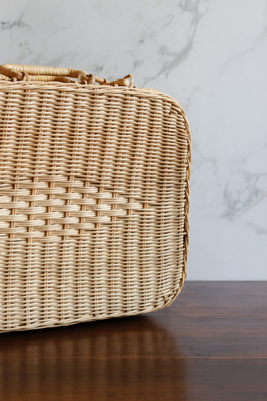 1970s french wicker picnic trunk
