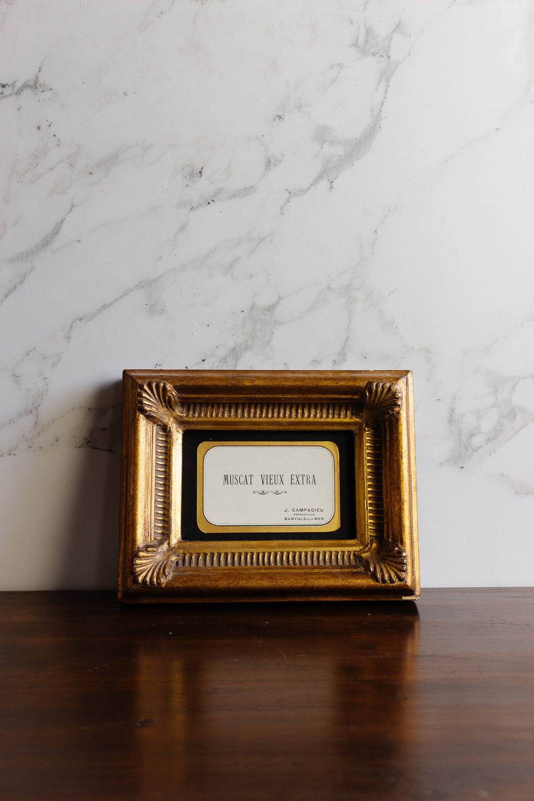 vintage french framed "étiquette de vin: muscat vieux extra"
