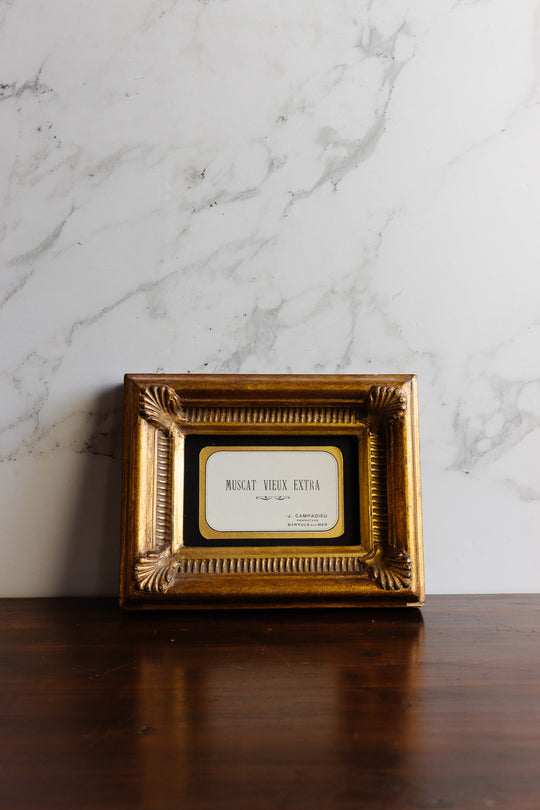 vintage french framed "étiquette de vin: muscat vieux extra"