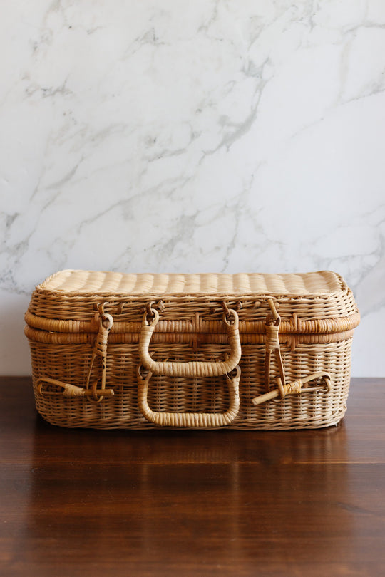 1970s french wicker picnic trunk