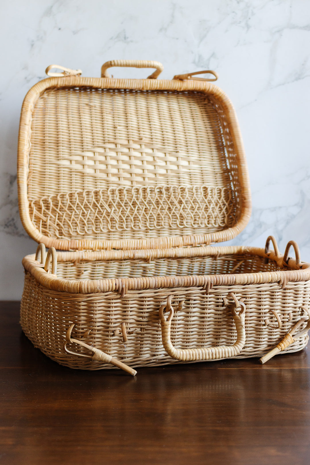 1970s french wicker picnic trunk