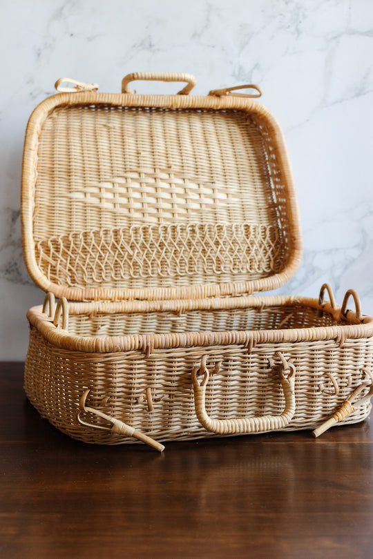 1970s french wicker picnic trunk