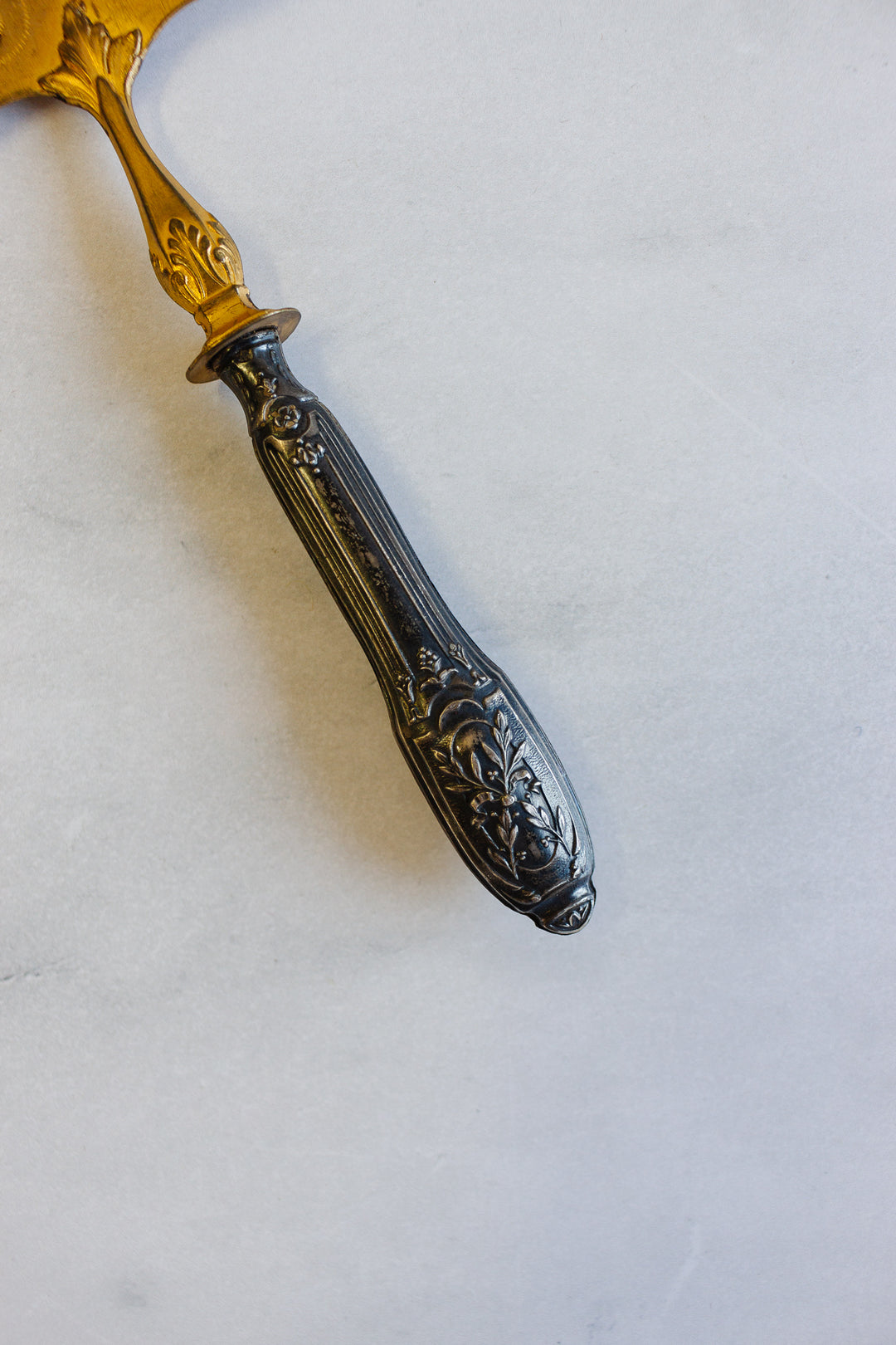 vintage french cake server with vermeil blade and silver handle