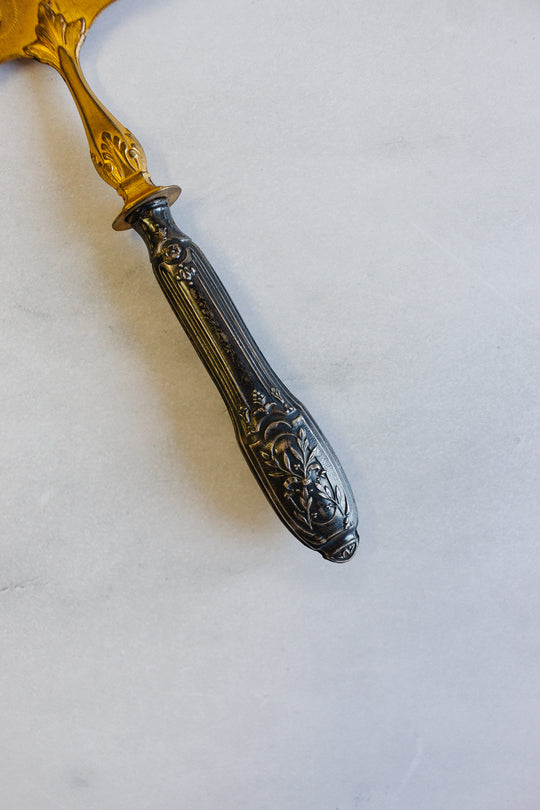 vintage french cake server with vermeil blade and silver handle