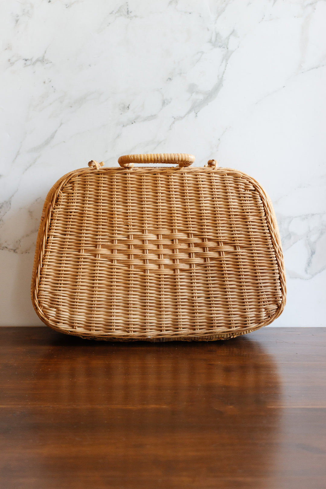 1970s french wicker picnic trunk