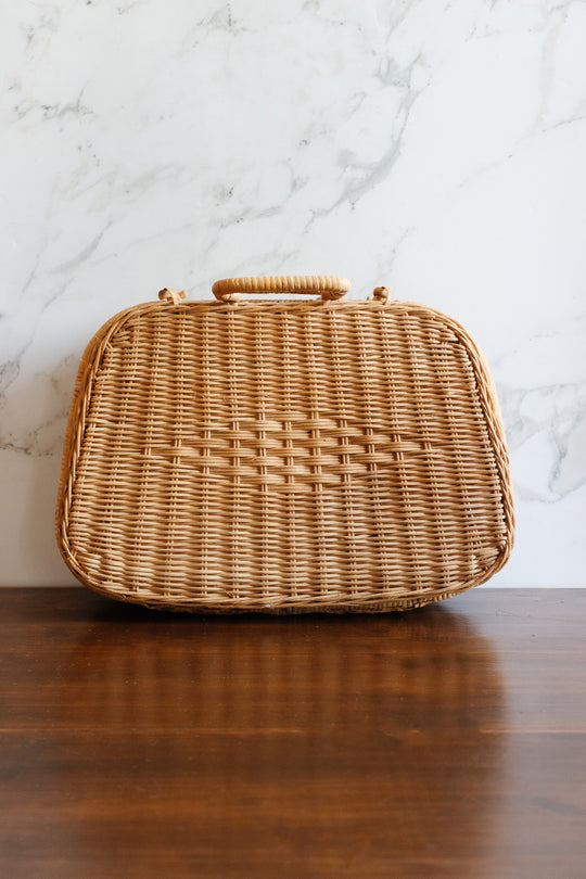 1970s french wicker picnic trunk