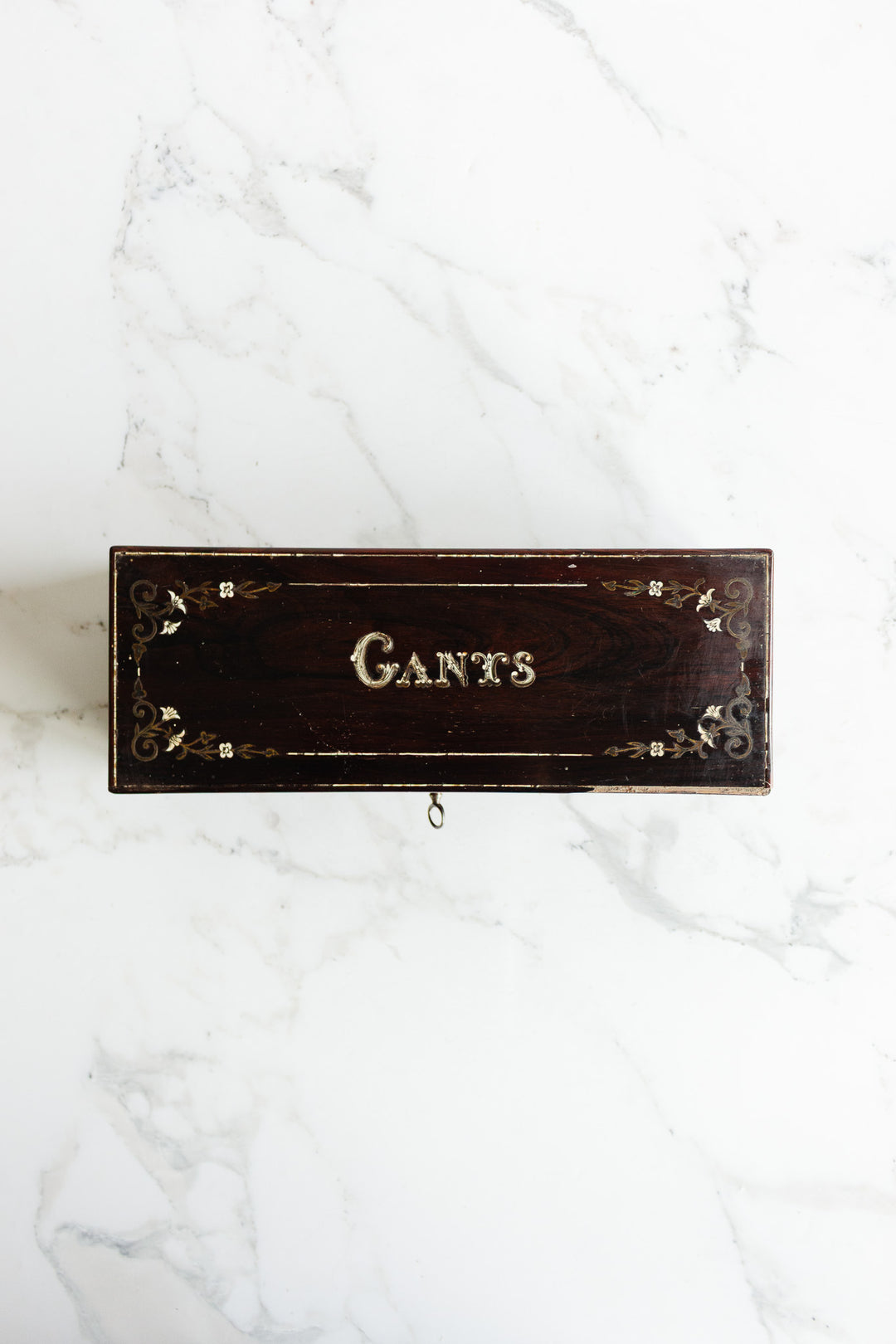 antique french wood and mother of pearl inlay "coffret à gants"