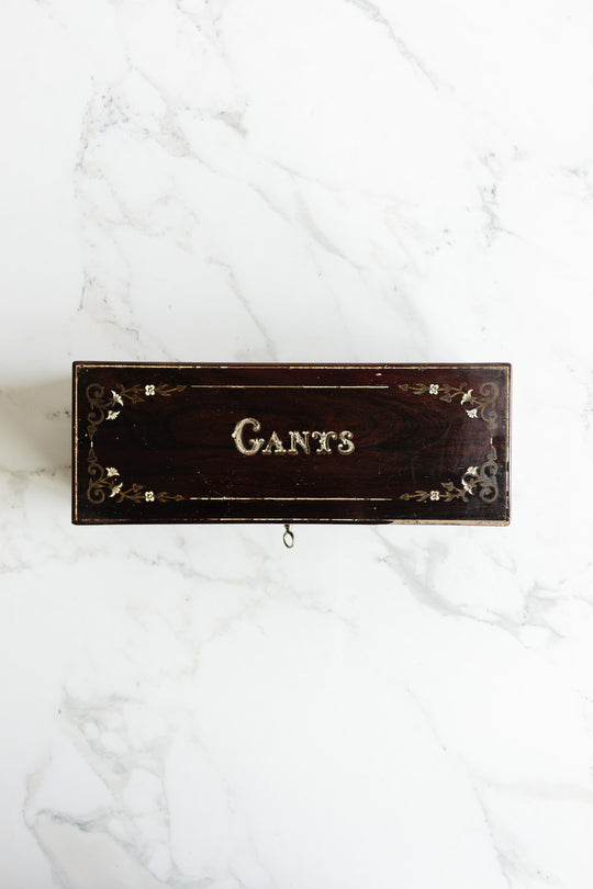 antique french wood and mother of pearl inlay "coffret à gants"