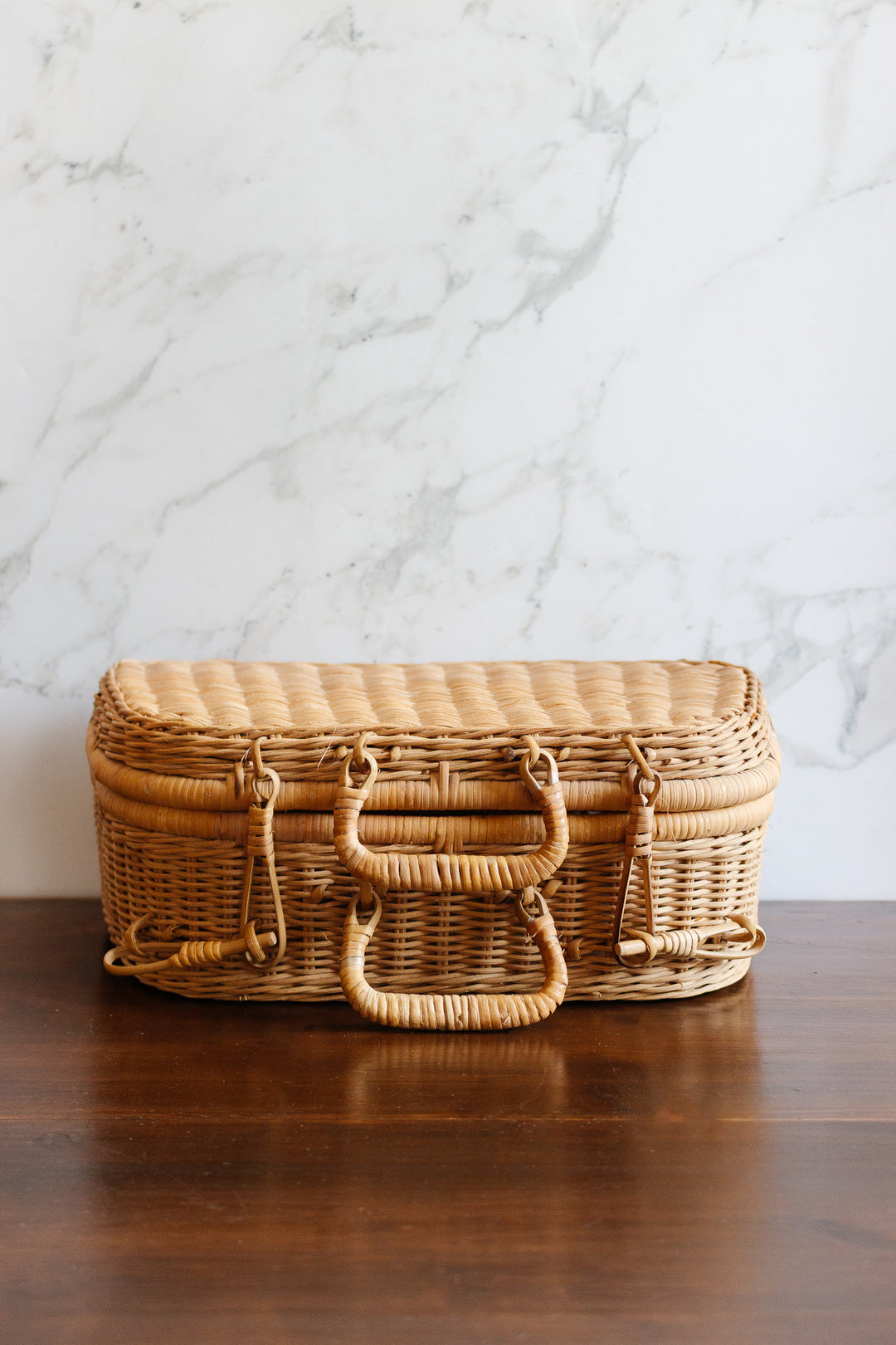 1970s french wicker picnic trunk