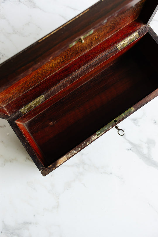 antique french wood and mother of pearl inlay "coffret à gants"