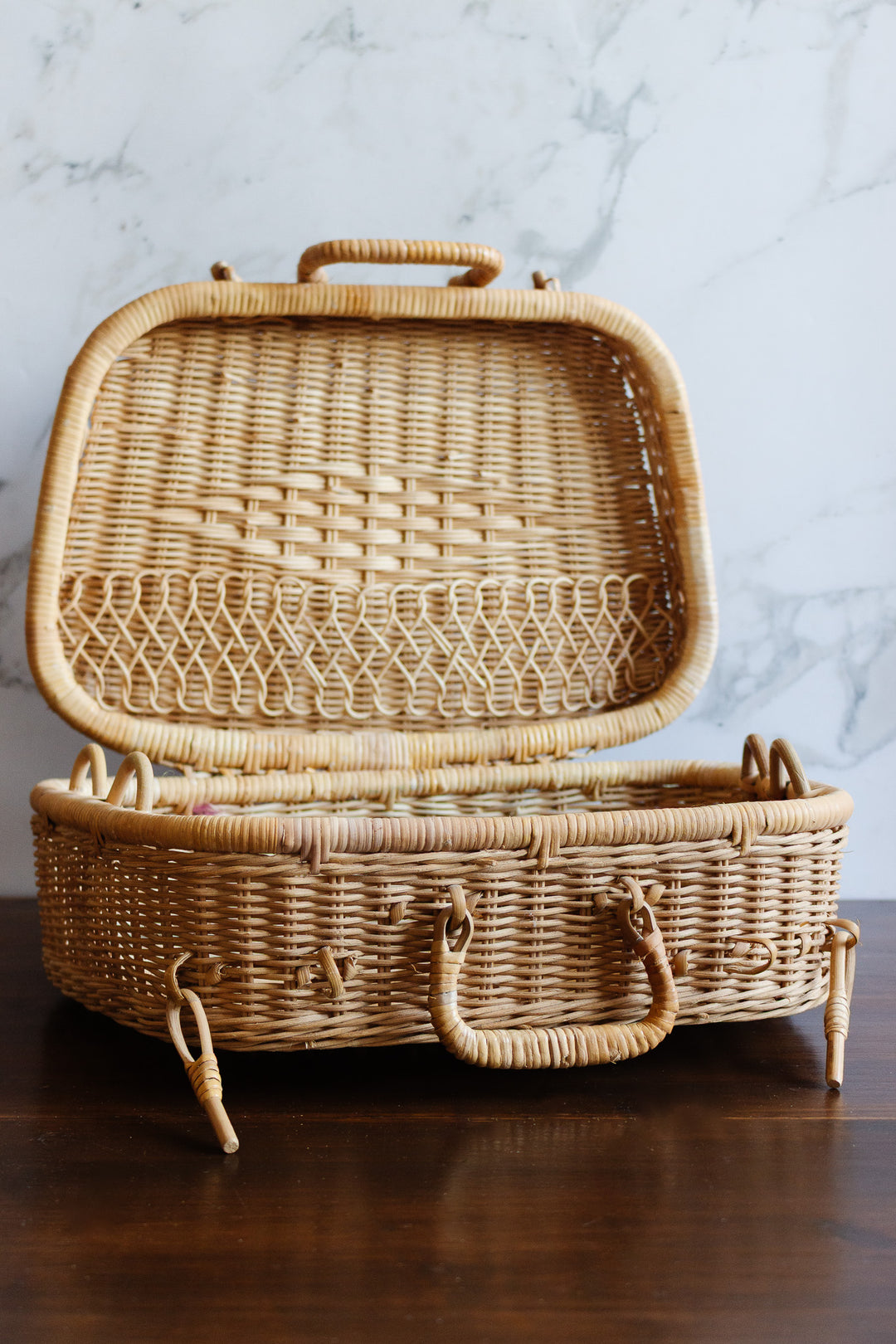 1970s french wicker picnic trunk