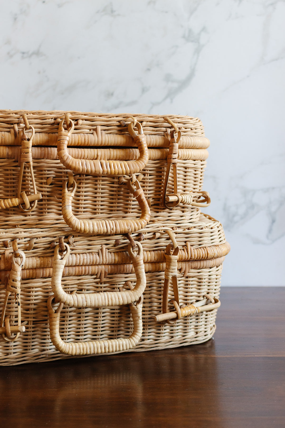 1970s french wicker picnic trunk