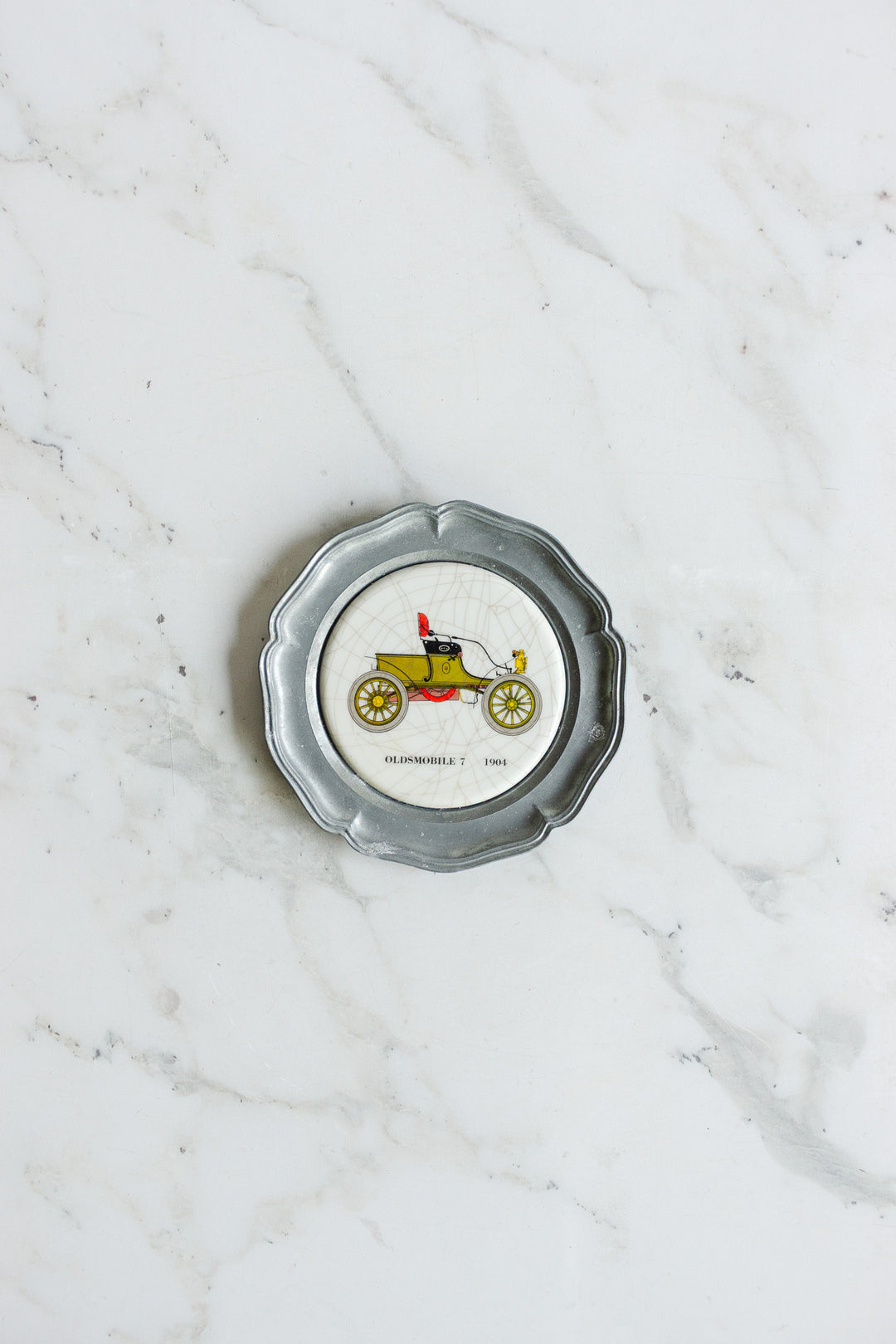 vintage german pewter and ceramic "sous bouteille" pair