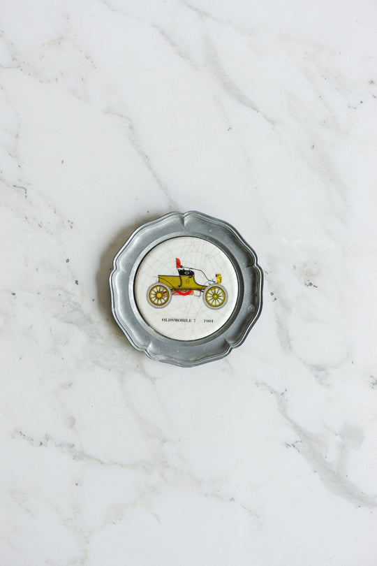 vintage german pewter and ceramic "sous bouteille" pair