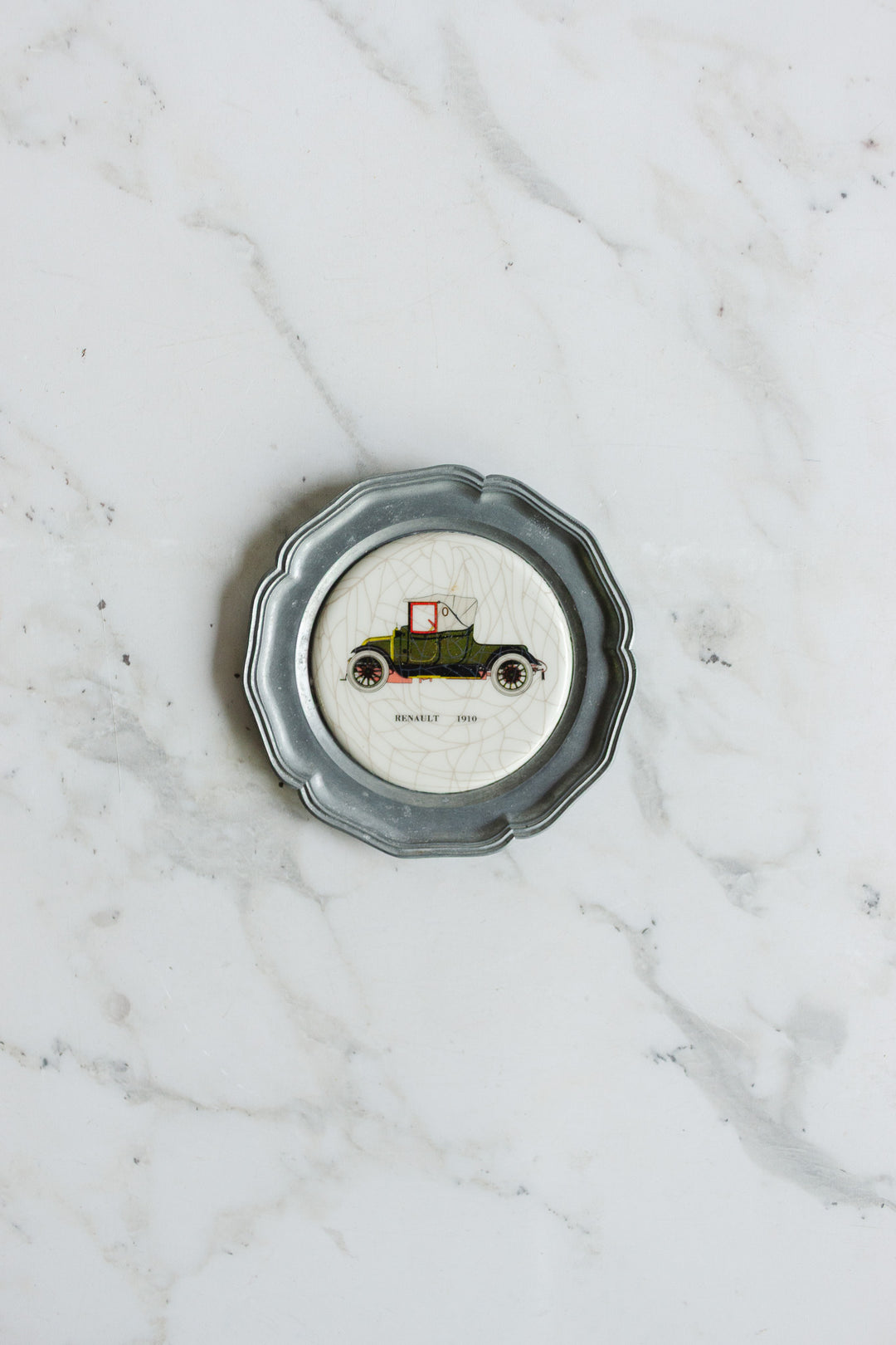 vintage german pewter and ceramic "sous bouteille" pair