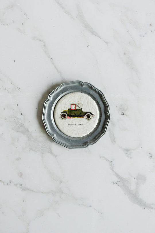 vintage german pewter and ceramic "sous bouteille" pair