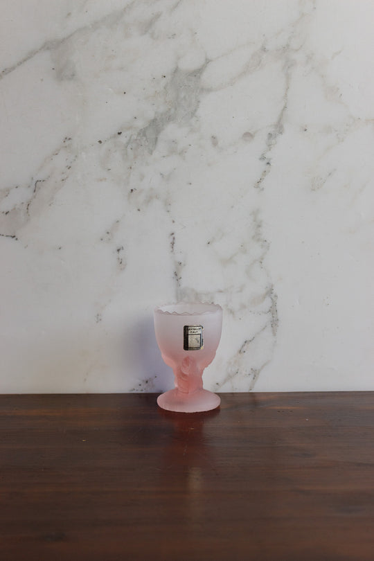 vintage cristallin italy frosted pink egg cup