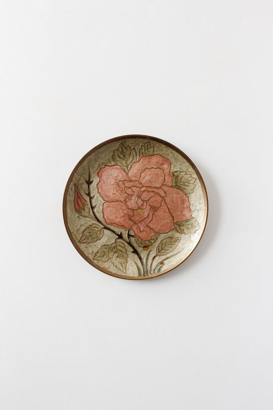 vintage french cloisonné decorative brass plate