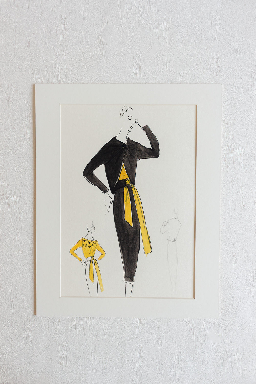 midcentury french fashion sketch