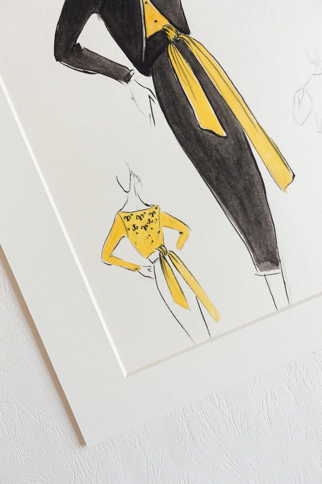 midcentury french fashion sketch