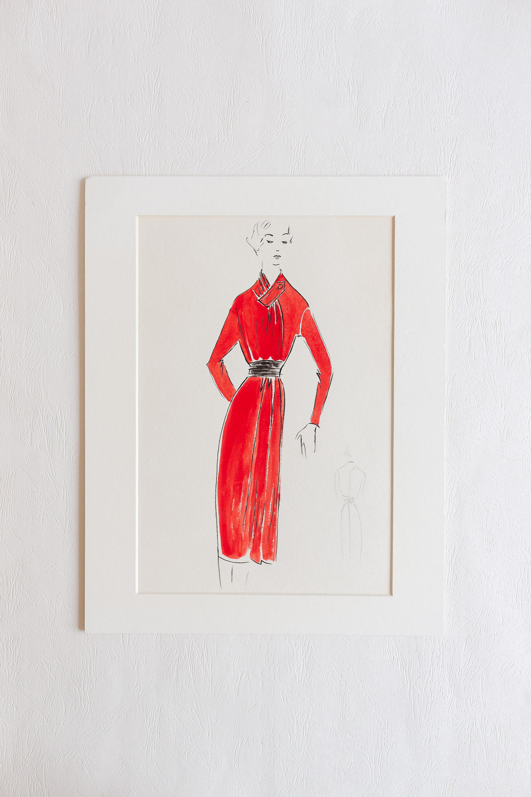 midcentury french fashion sketch