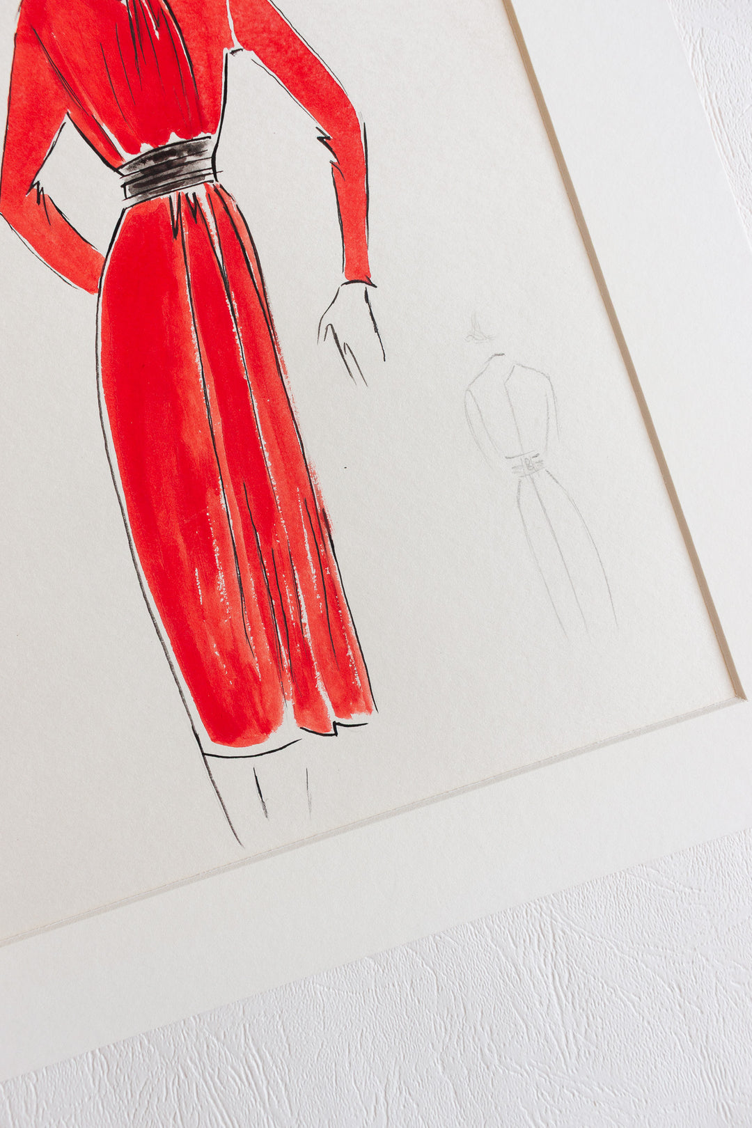 midcentury french fashion sketch