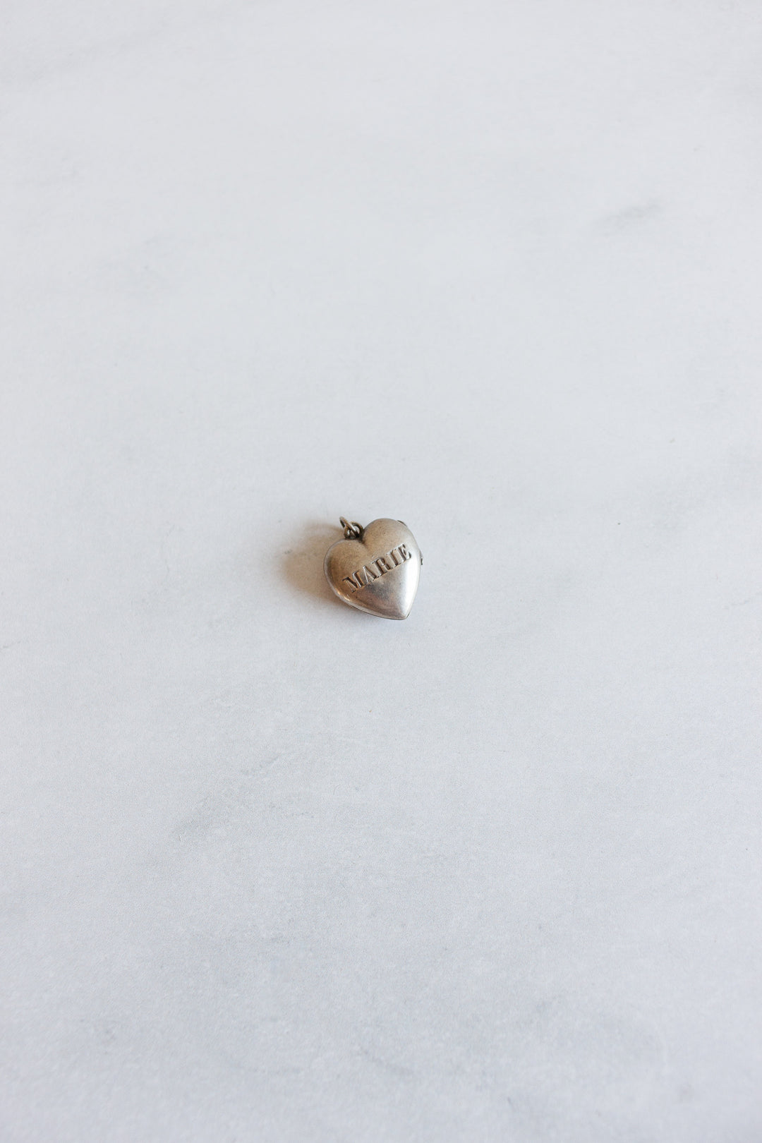 rare antique french “ex voto” solid silver coeur de marie pendant