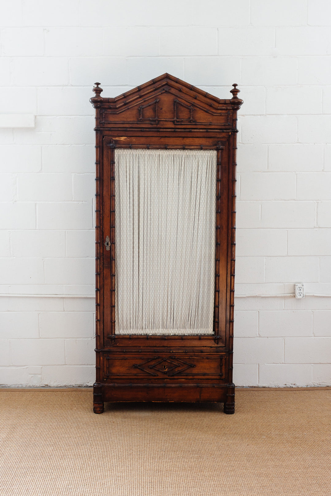 turn of the century French pine Chinoiserie armoire