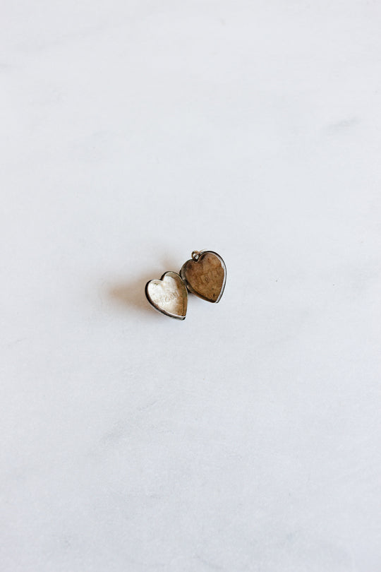 rare antique french “ex voto” solid silver coeur de marie pendant