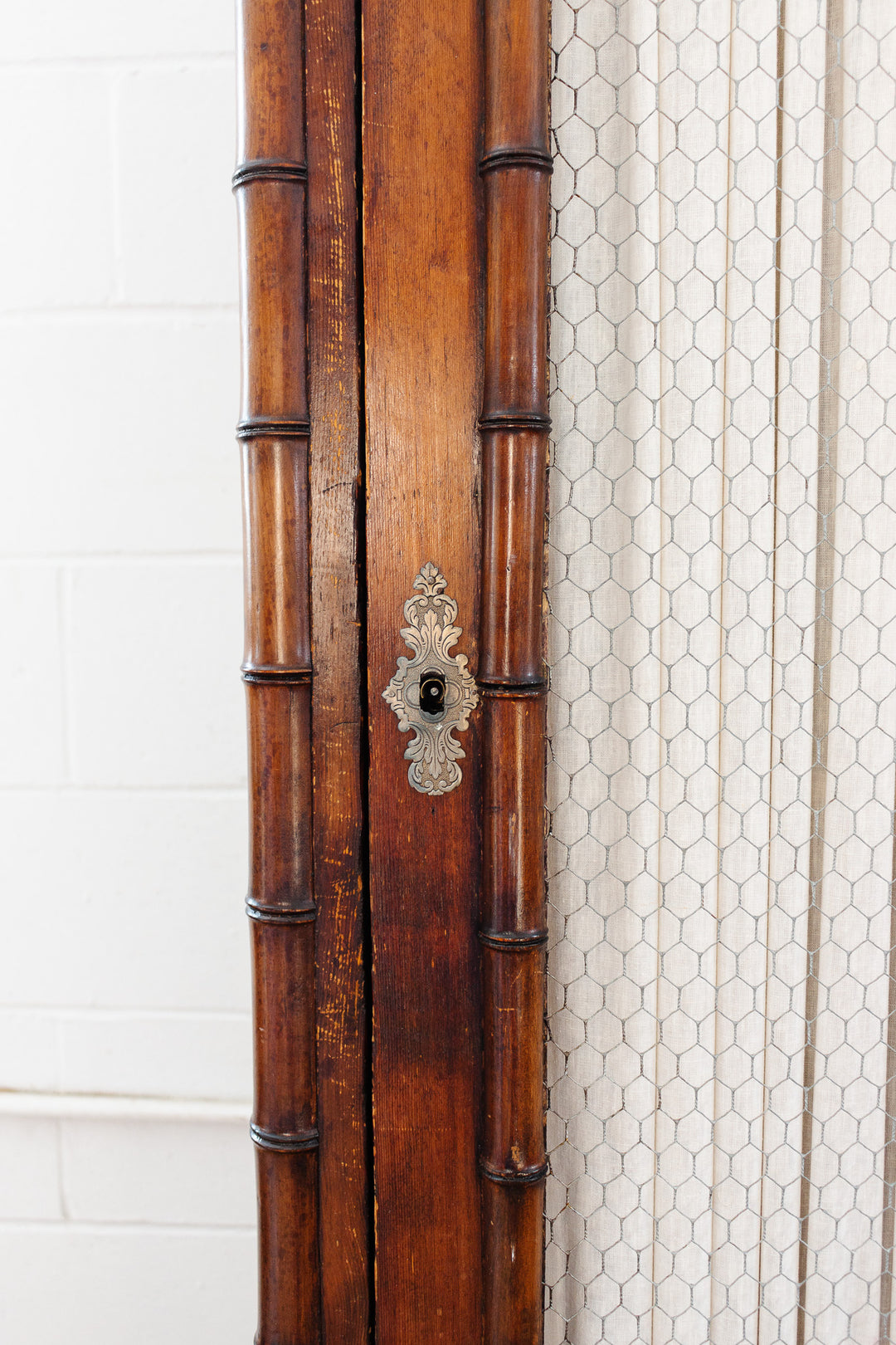 turn of the century French pine Chinoiserie armoire