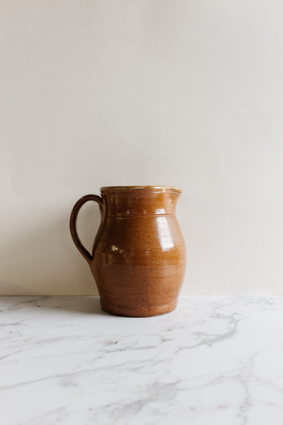 vintage french glazed stoneware pitcher
